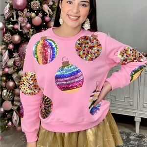 Queen of Sparkles Pink Sequin Ornament sweatshirt